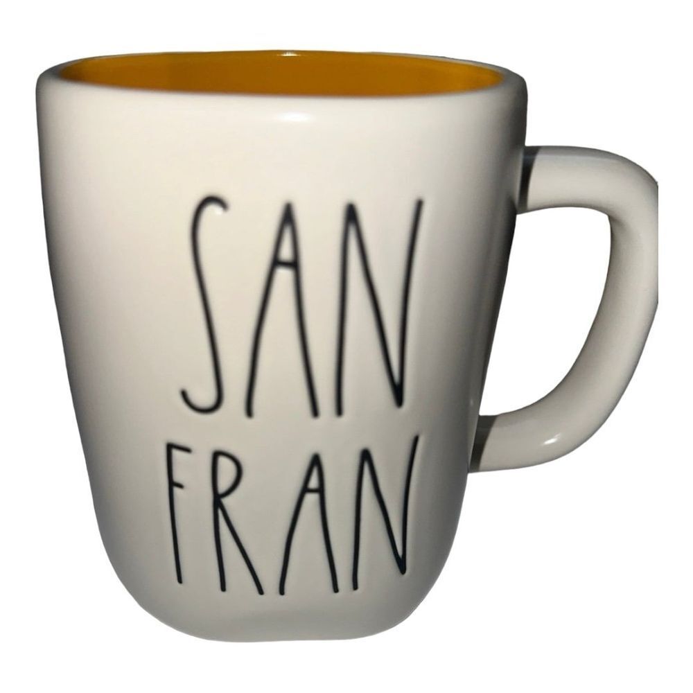 Rae Dunn San Fran Coffee Mug, Large Letter, Yellow Interior, Display - Picture 2 of 6